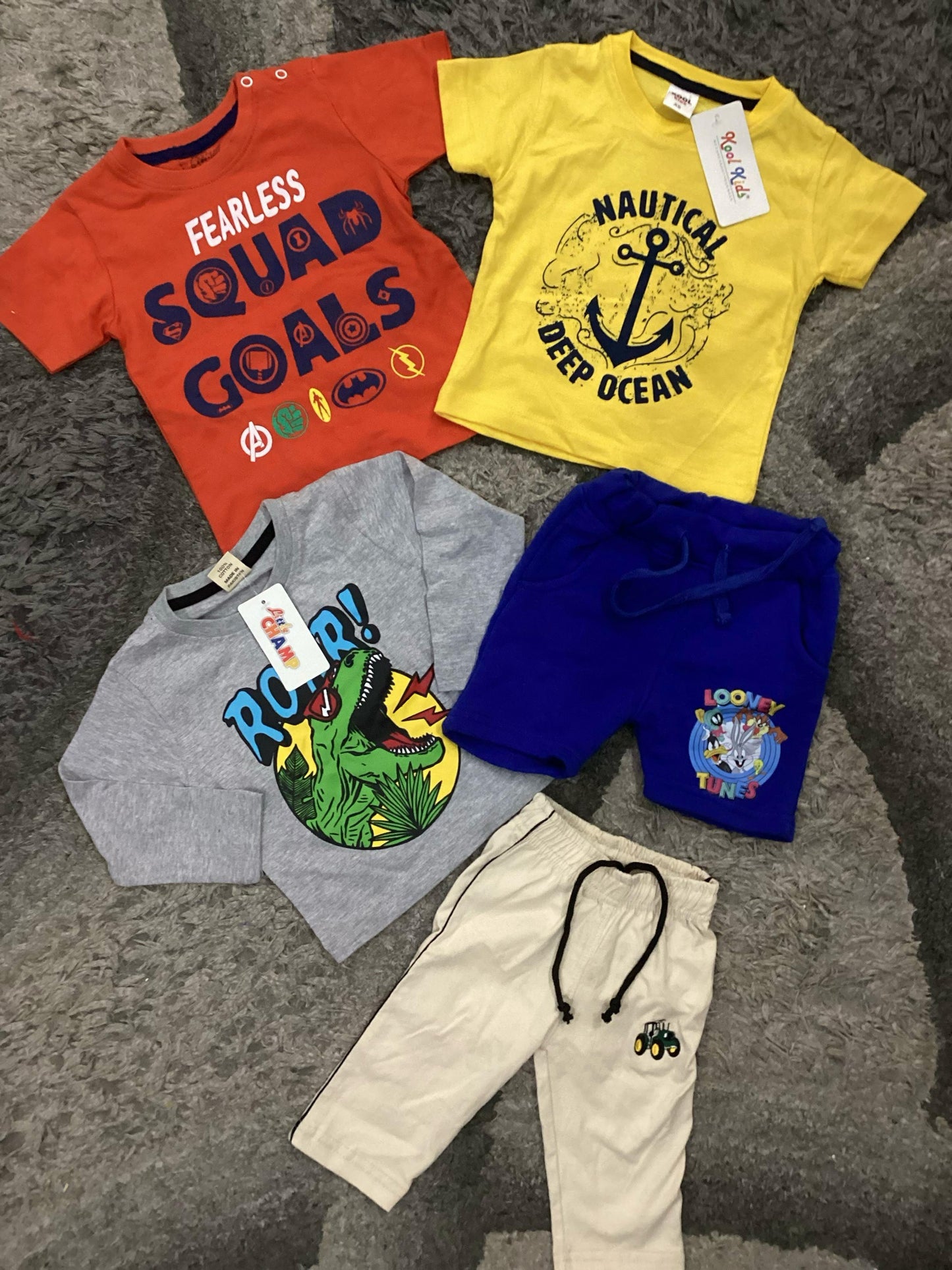 Kids Boys Summer New Arrivals on Sale Deal Pack of 5 for 9-12 Months