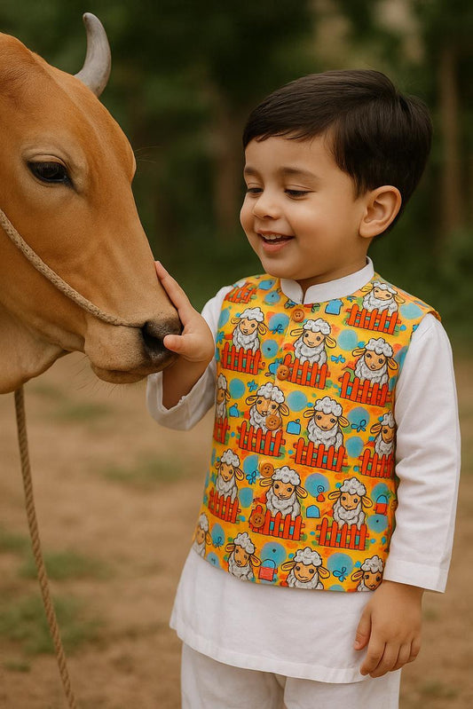 Celebrate Eid in style! Kids Boys Summer Lawn Bakra Print – New Arrival perfect for 2025 Eid fashion
