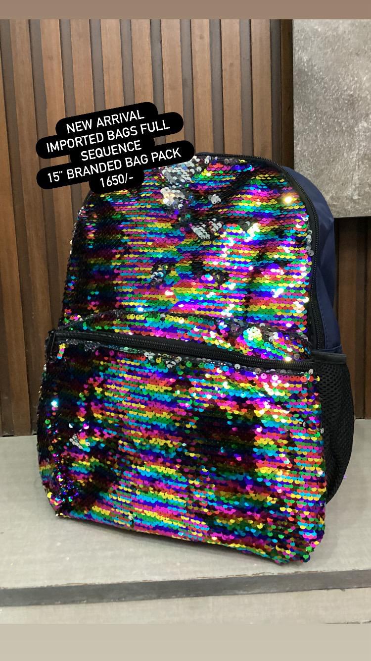 Kids Girls Boys SChool Bag Pack High Quality Single Zipper 17 Inch Sequence Bag