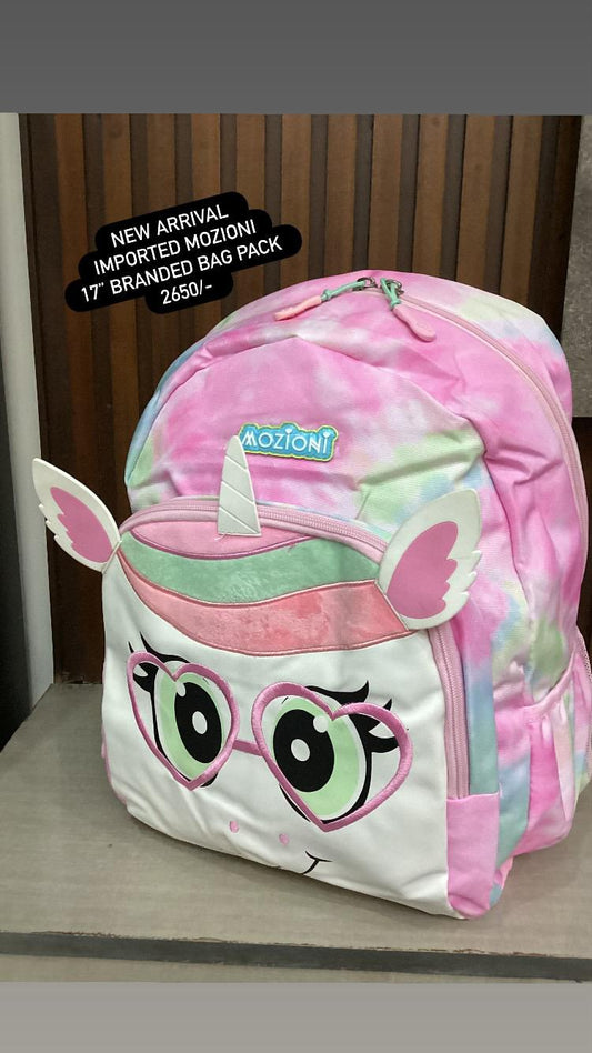 Kids Girls Boys SChool Bag Pack High Quality Double Zipper 17 Inch Unicorn