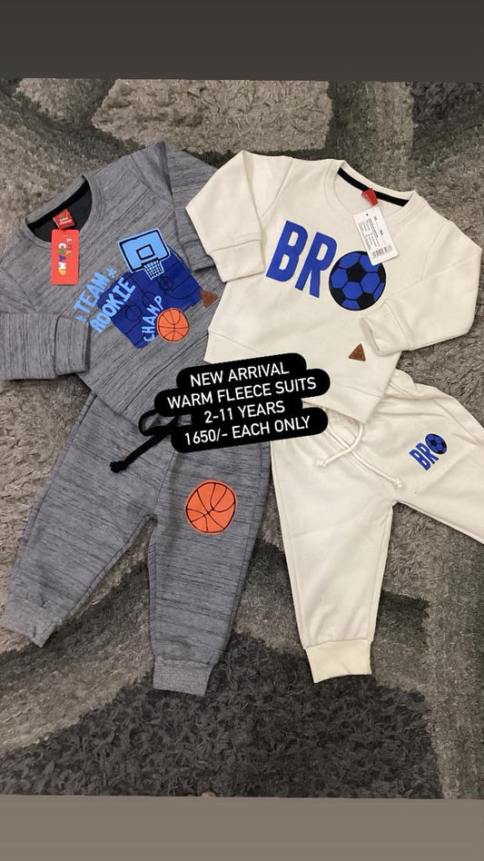 Kids Boys Girl Affordable Baby Outfits –-Full Fleece Warm Set Imported Branded
