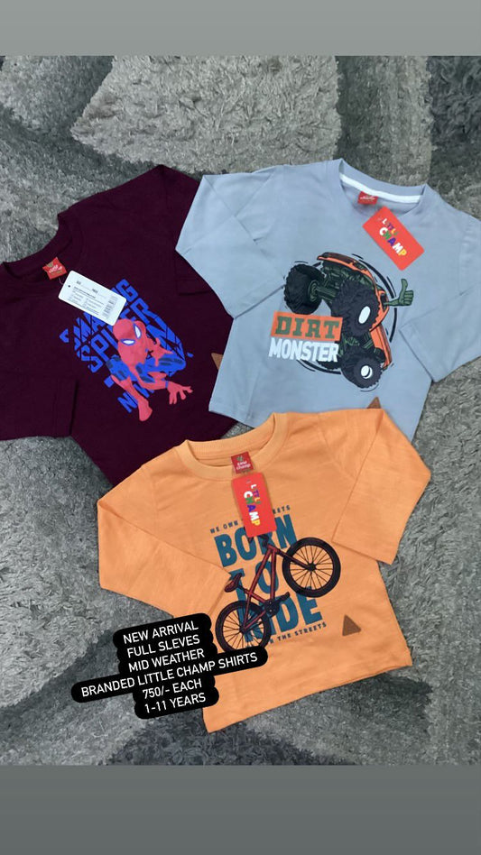 Kids Boys Girl Affordable Baby Outfits –-Full Sleeves Imported T Shirt