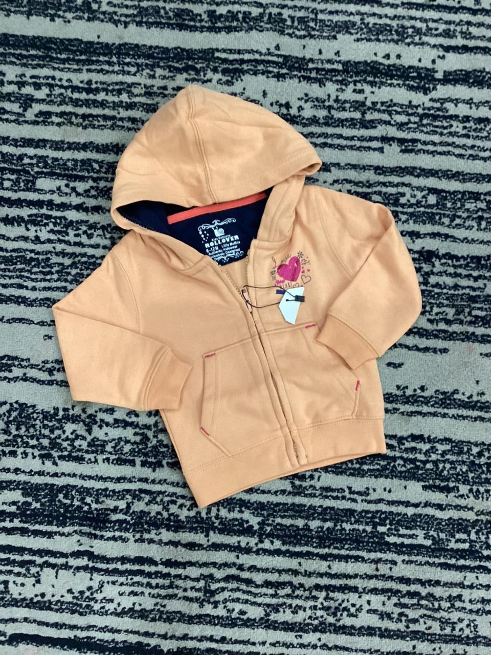 Kids Girls Affordable Baby Outfits –- Winter Original Rollover Zipper Hoodie Warm Glittery