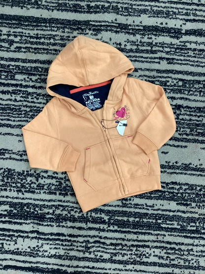 Kids Girls Affordable Baby Outfits –- Winter Original Rollover Zipper Hoodie Warm Glittery