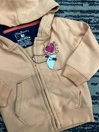 Kids Girls Affordable Baby Outfits –- Winter Original Rollover Zipper Hoodie Warm Glittery