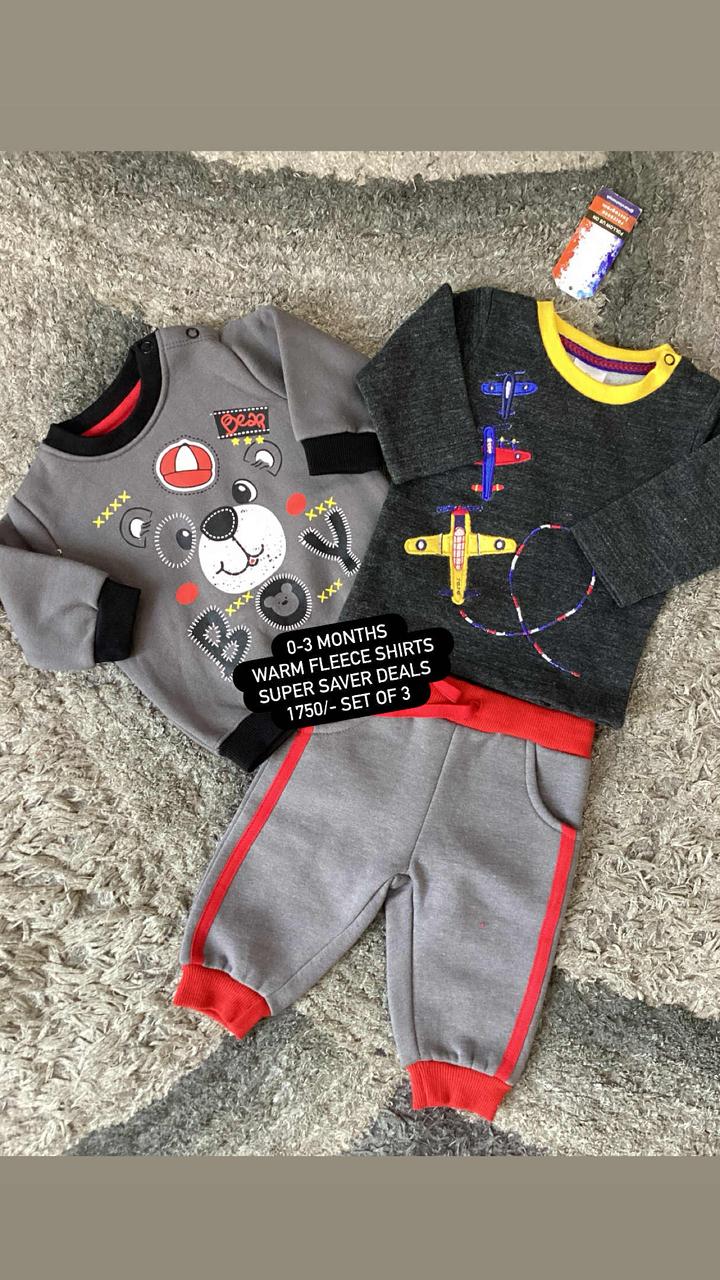 Kids Infant Affordable Baby Outfits –- Winter Fleece Warm Set Original Branded