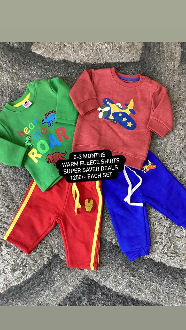 Kids Infant Affordable Baby Outfits –- Winter Fleece Warm Set Original Branded
