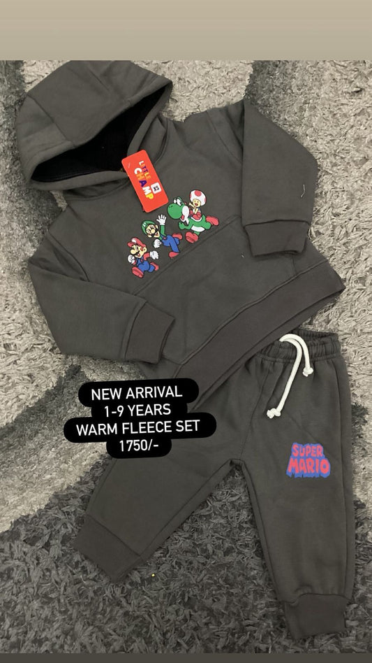 Kids Girls Boys Affordable Baby Outfits –- Winter Warm Branded Original Fleece Warm Track Suit