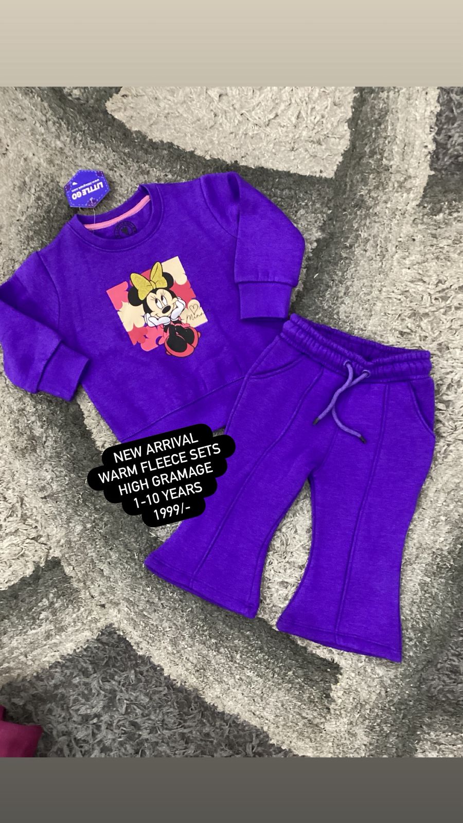 Kids Girls Affordable Baby Outfits –- Winter Warm Fleece Branded Track Suit