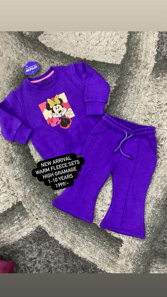Kids Girls Affordable Baby Outfits –- Winter Warm Fleece Branded Track Suit