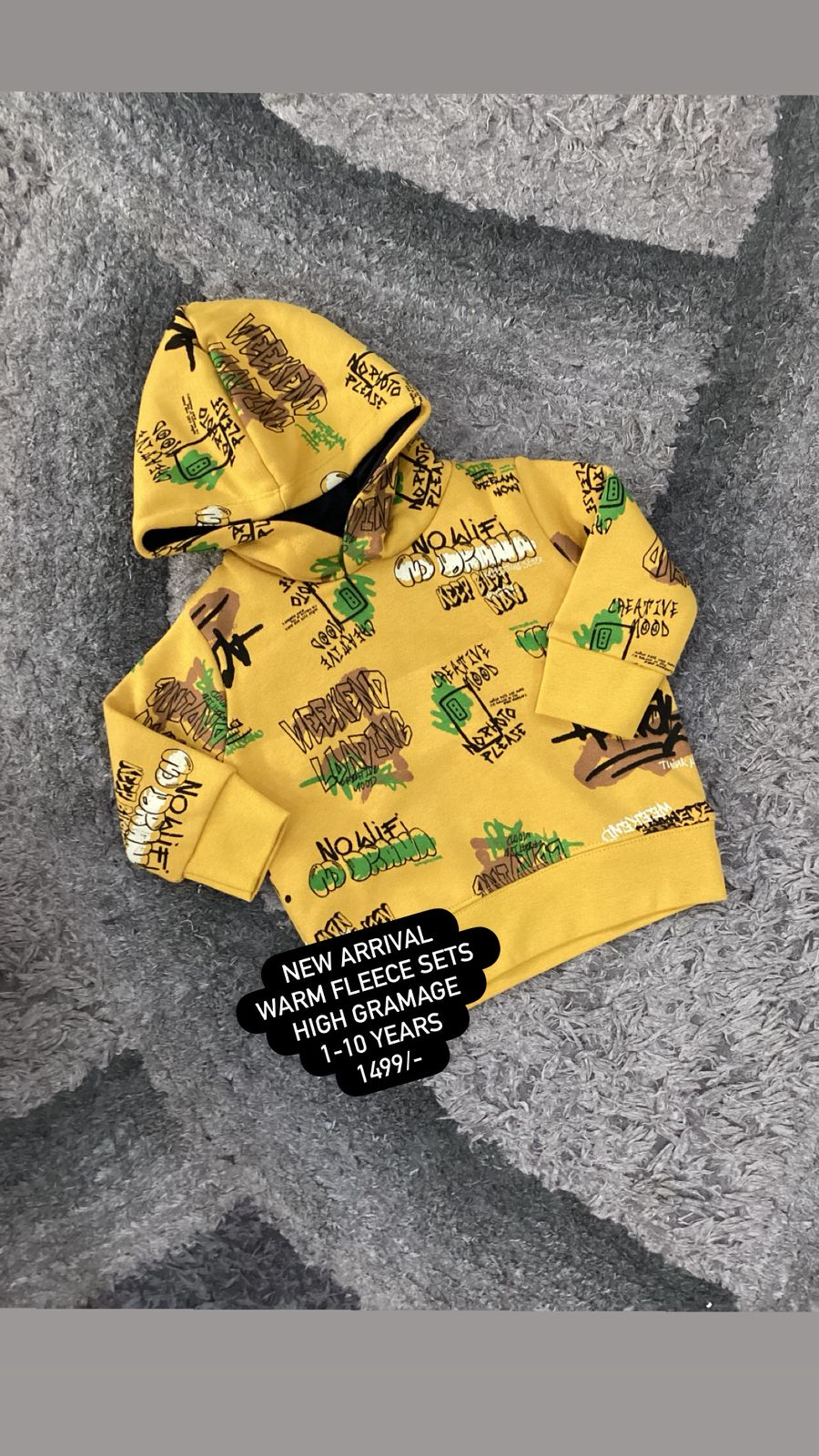 Kids Girls Boys Affordable Baby Outfits –- Winter Warm Fleece Branded Hoodie