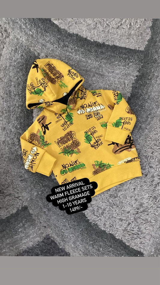 Kids Girls Boys Affordable Baby Outfits –- Winter Warm Fleece Branded Hoodie