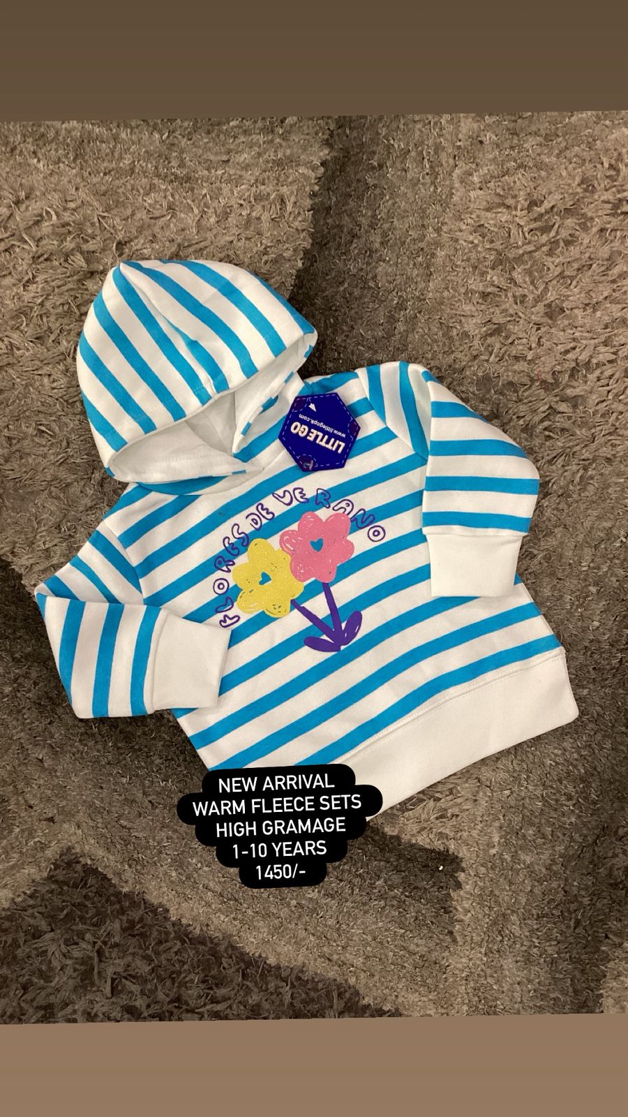 Kids Girls Affordable Baby Outfits –- Winter Warm Fleece Branded Hoodie