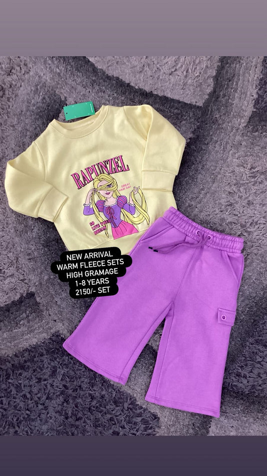 Kids Girls Affordable Baby Outfits –- Winter Warm Fleece Branded Track Suit
