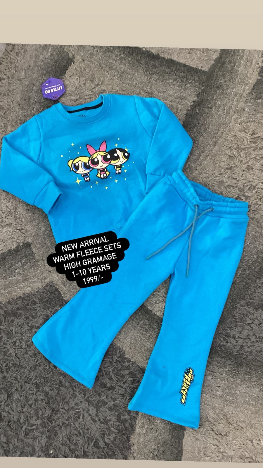 Kids Girls Affordable Baby Outfits –- Winter Warm Fleece Branded Track Suit