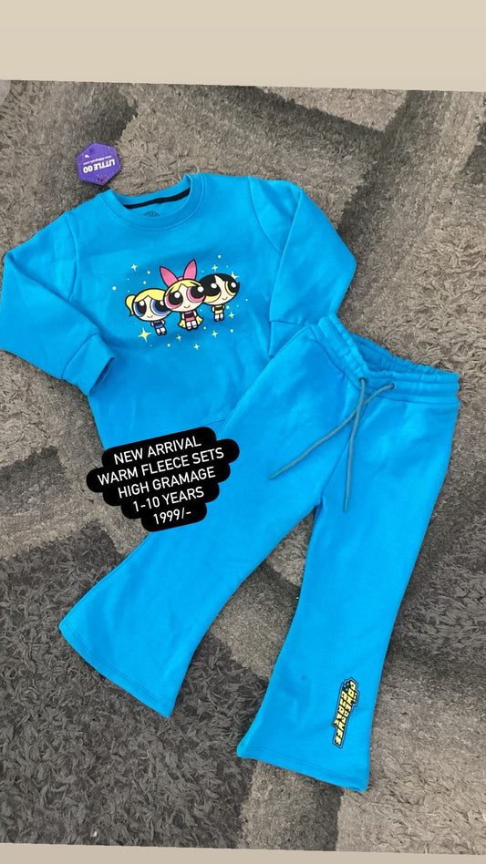 Kids Girls Affordable Baby Outfits –- Winter Warm Fleece Branded Track Suit