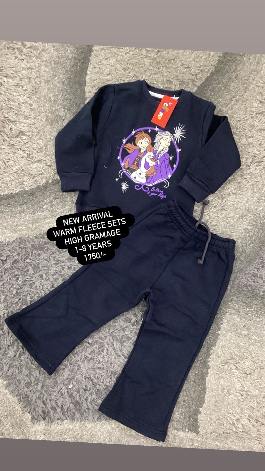 Kids Girls Affordable Baby Outfits –- Winter Warm Fleece Branded Track Suit