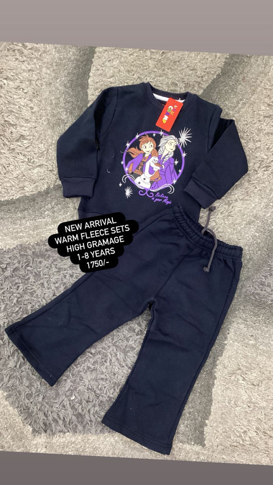 Kids Girls Affordable Baby Outfits –- Winter Warm Fleece Branded Track Suit