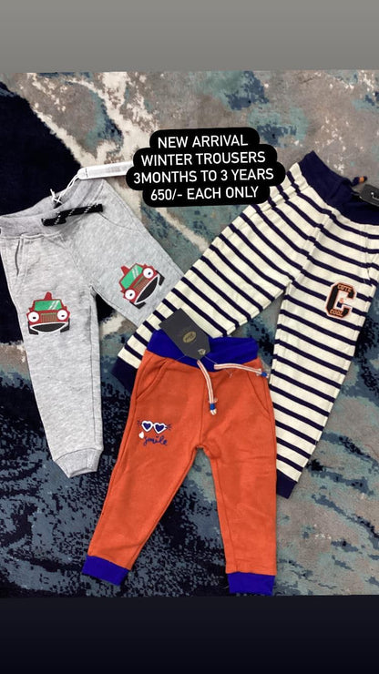 Kids Girls Boys Imported Branded Fleece Winter Warm Trousers