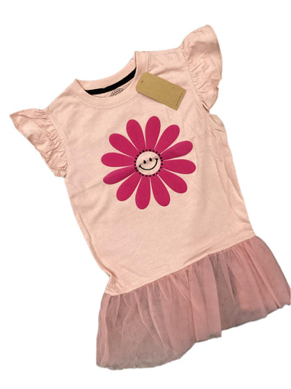 Kids Girls Summer T Shirt Top Frock With Net Border