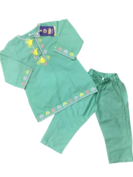 Kids Girls Eid New Arrivals Embroided Shirt with Trouser
