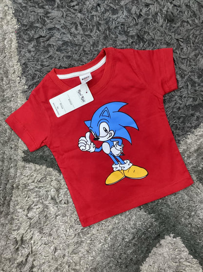 Kids Boys Summer T Shirt Branded Imported Red Sonic