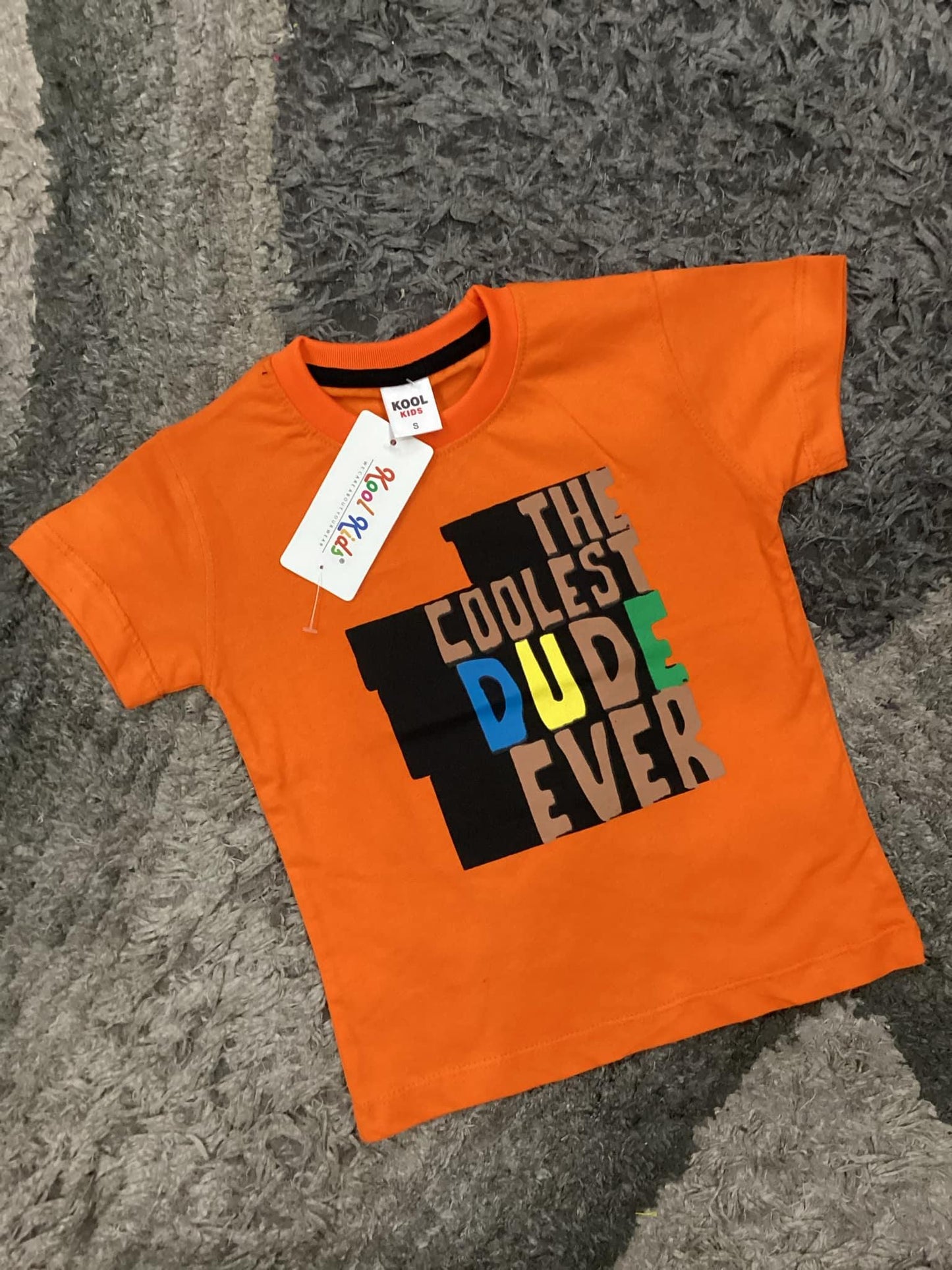 Kids Boys Summer T Shirt Coolest Dude Ever Orange