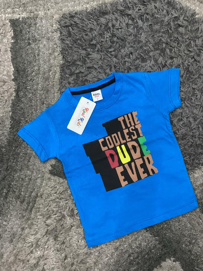 Kids Boys Summer T Shirt Branded Imported Blue Dude Ever