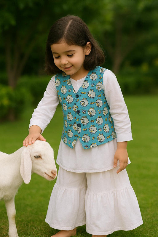 Celebrate Eid in style! Kids Girls Summer Lawn Bakra Print – New Arrival perfect for 2025 Eid fashion