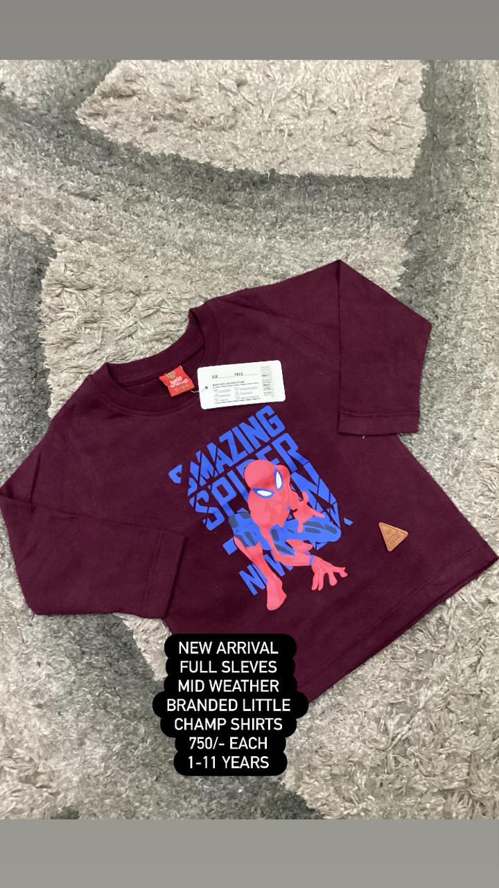 Kids Boys Girl Affordable Baby Outfits –-Full Sleeves Imported T Shirt