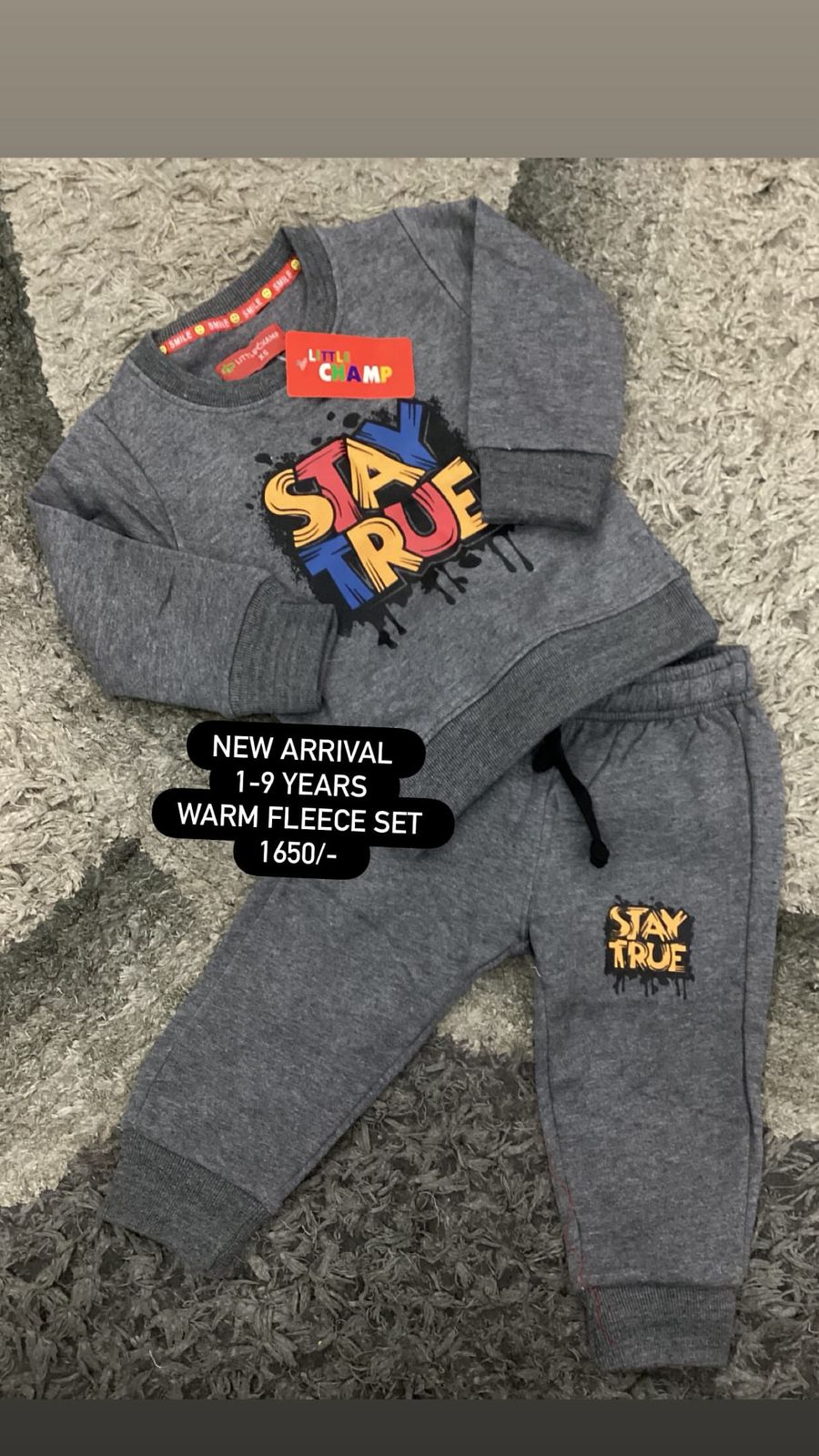 Kids Girls Boys Affordable Baby Outfits –- Winter Warm Branded Original Fleece Warm Track Suit
