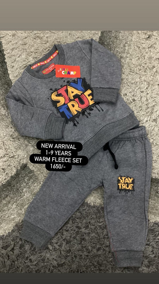 Kids Girls Boys Affordable Baby Outfits –- Winter Warm Branded Original Fleece Warm Track Suit