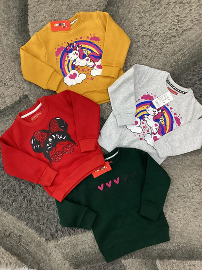 Kids Girls Affordable Baby Outfits –- Winter Warm Fleece Branded Shirt