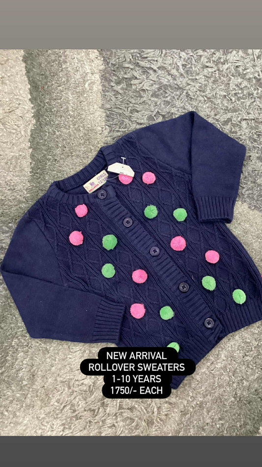 Kids Girls Button Affordable Baby Outfits –- Winter Original Minnie Minros Button Sweater