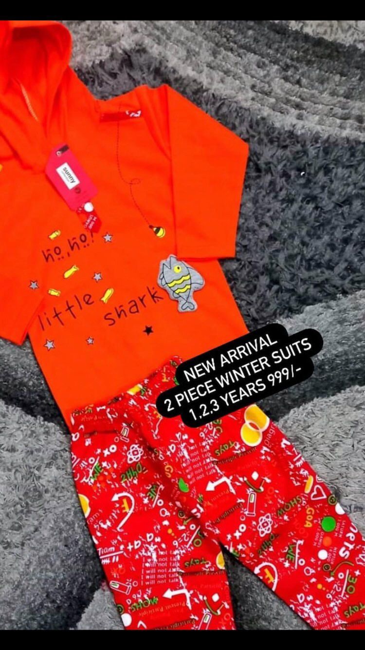 Kids Girls Boys Fleece Winter Gala Fleece Suit 1, 2 and 3 Year Orange Hoodie with Trouser