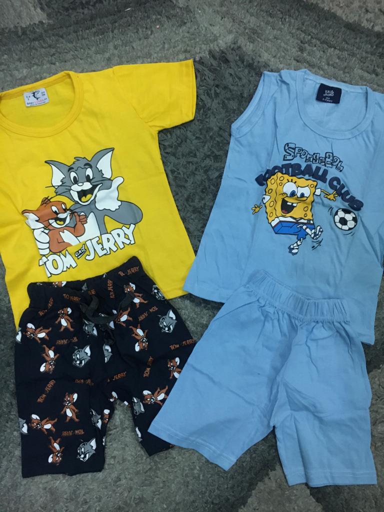 Kids Girls Boys Summer Pack of 2 Branded Shorts with Shirt suite 3-4 Year