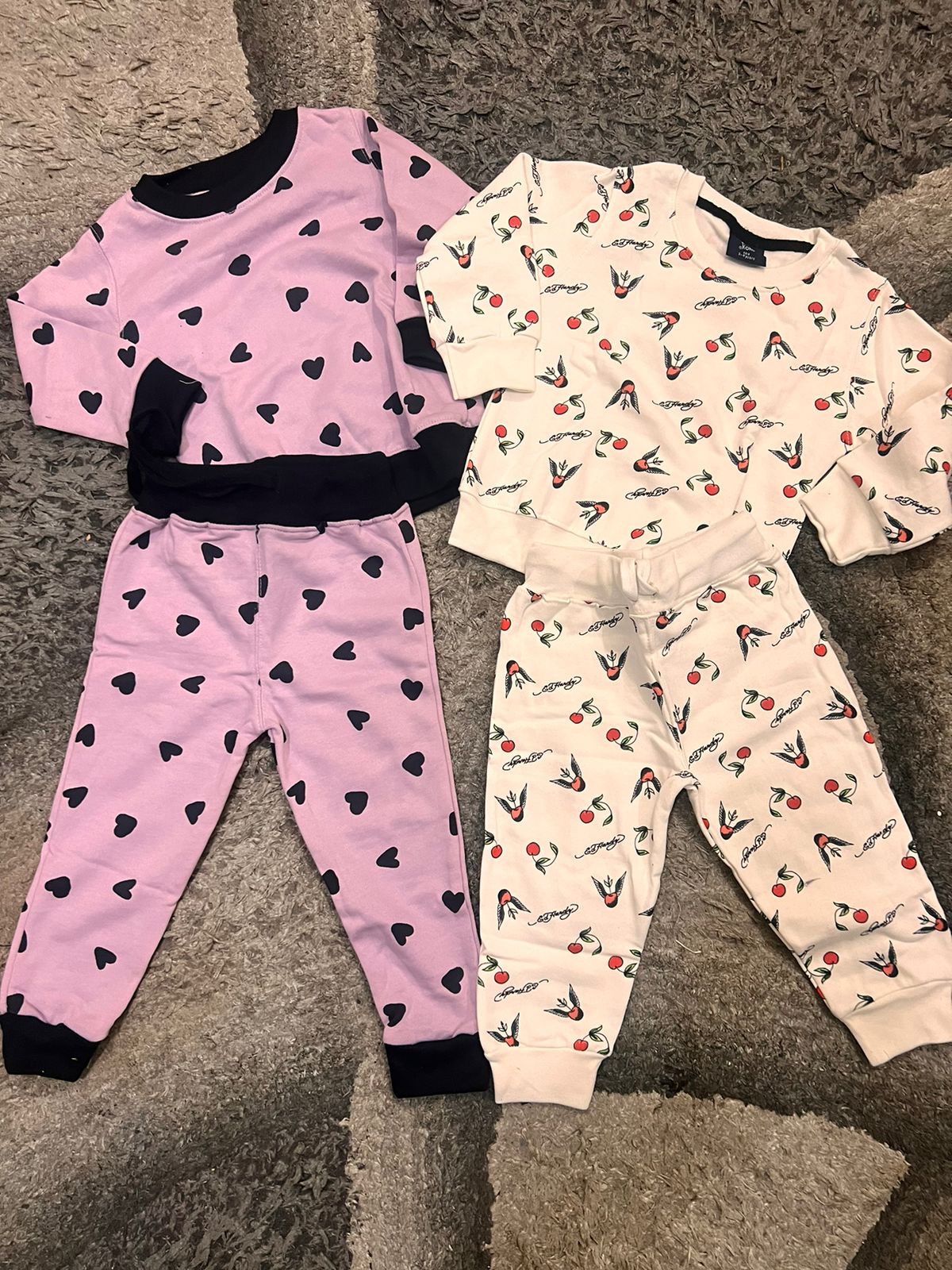 Kids Girls Winter Gala Pack of 2 Fleece Warm Suits Pack of 2: 3-4 Year Hearts and Offwhite