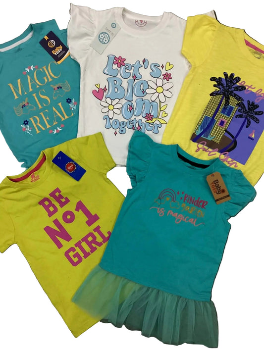 Kids Girls Affordable Baby Outfits –- Summer Sale New Arrivals Packs of 2 Shirts