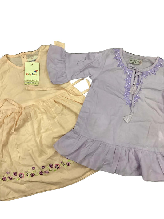 Kids Girls Affordable Baby Outfits –- Summer Sale New Arrivals Packs Embroided Tops