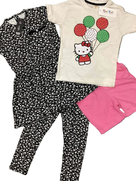 Kids Girls Affordable Baby Outfits –- Summer Sale New Arrivals Packs of  4 Shirts and Tights