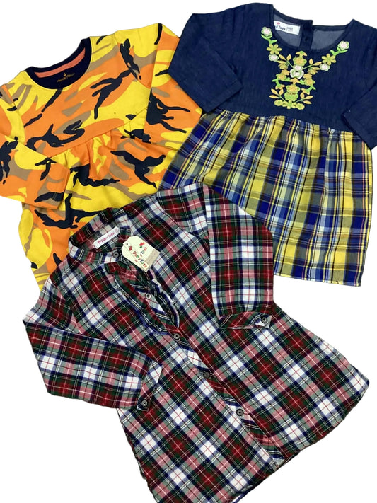 Kids Girls Affordable Baby Outfits –- Summer Sale New Arrivals Packs Embroided Tops and Frocks