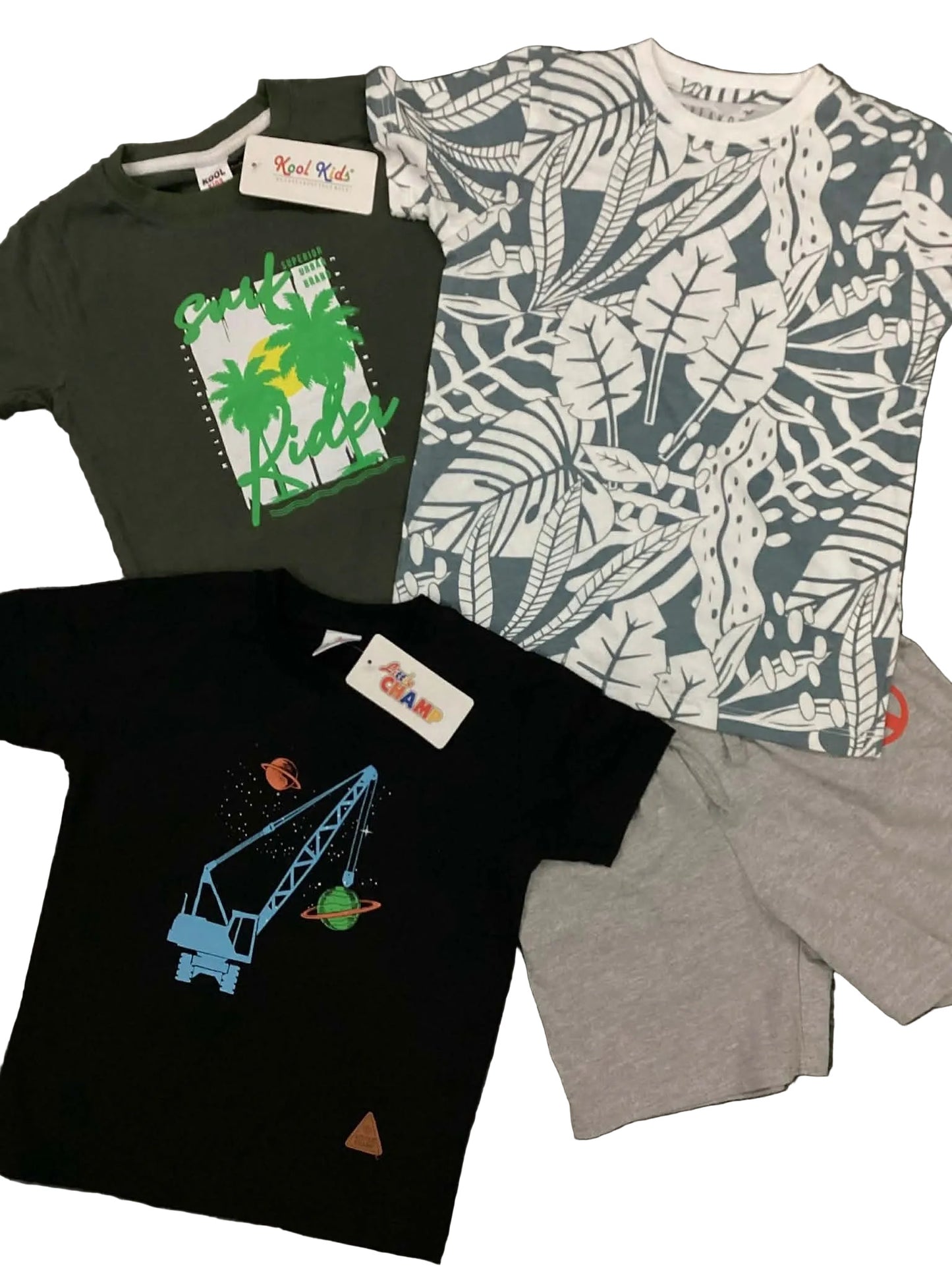 Kids Boys Affordable Baby Outfits –- Summer Sale New Arrivals Packs of 4 Shirt and Short