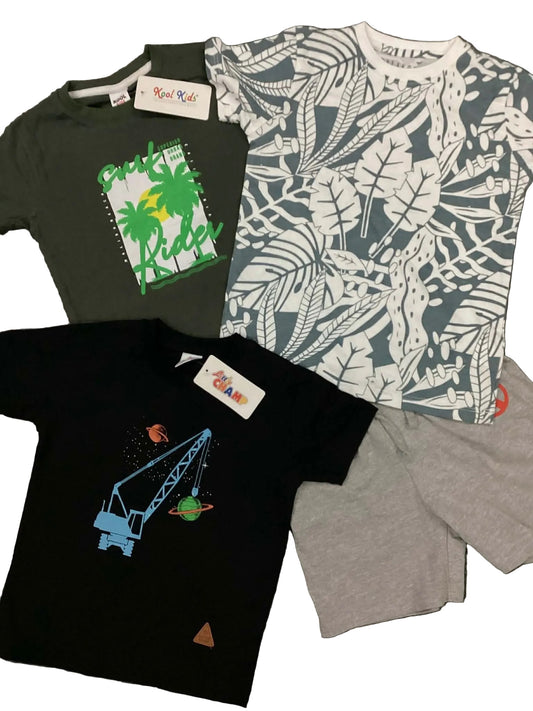 Kids Boys Affordable Baby Outfits –- Summer Sale New Arrivals Packs of 4 Shirt and Short