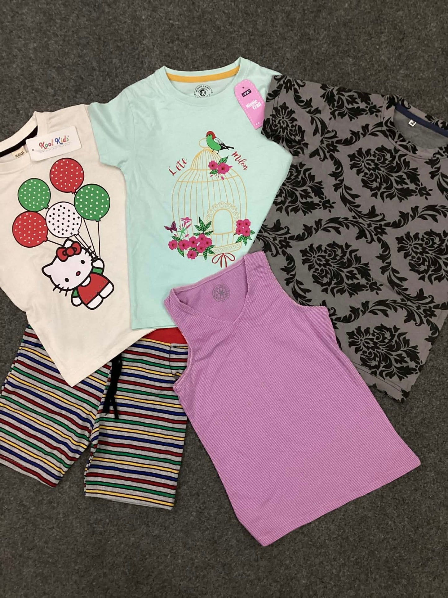 Kids Girls Affordable Baby Outfits –- Summer Sale New Arrivals Packs of 5 Shirt and Short