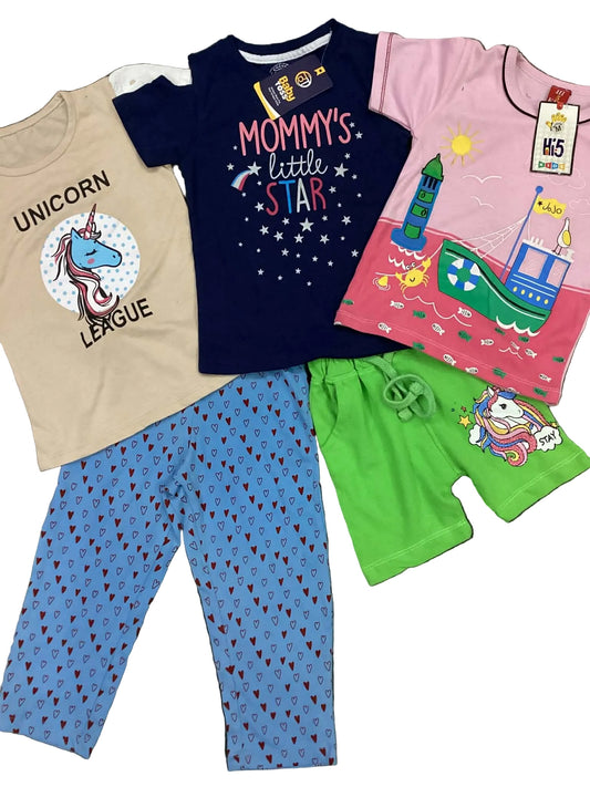 Kids Girls Affordable Baby Outfits –- Summer Sale New Arrivals Packs Shirts and Shorts