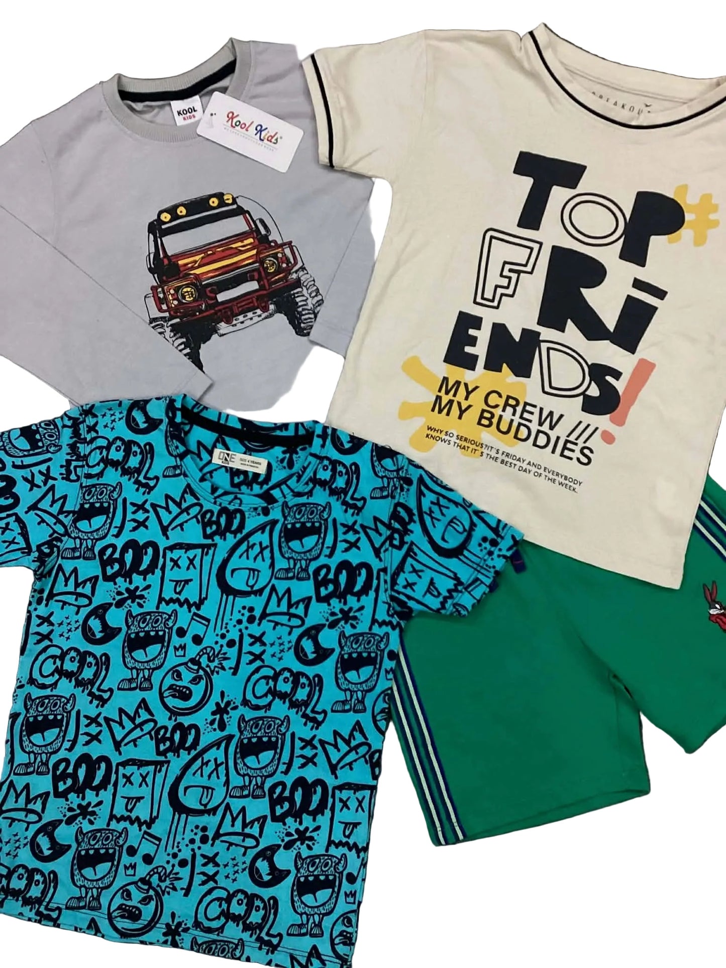 Kids Boys Affordable Baby Outfits –- Summer Sale New Arrivals Packs of 4 Shirts
