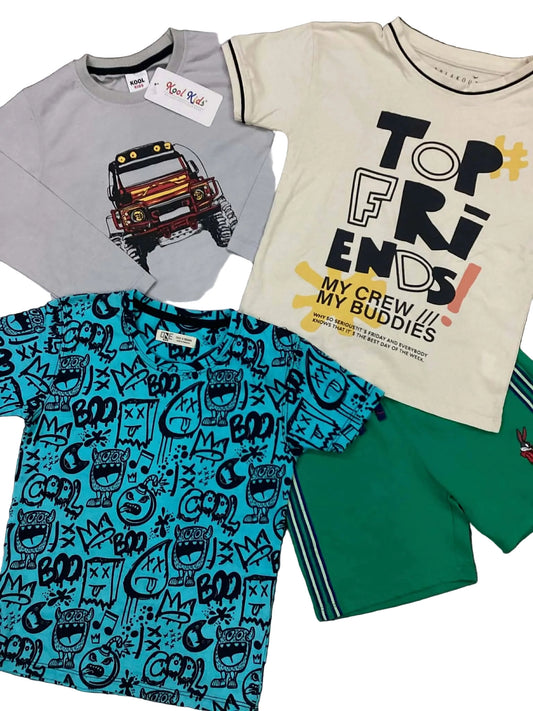 Kids Boys Affordable Baby Outfits –- Summer Sale New Arrivals Packs of 4 Shirts