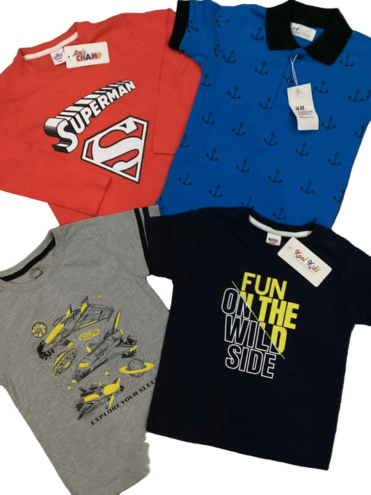 Kids Boys Affordable Baby Outfits –- Summer Sale New Arrivals Packs of 2 Shirts