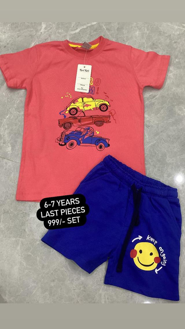 Kids Summer Sale Imported Original Branded Pack of 2 Shorts Set with Shirt