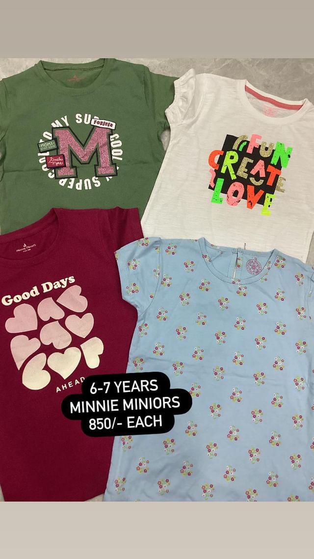 Kids Summer Sale Imported Branded Original Minnie Minors Pack of 4 Summer Shirts